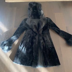 Leather coat with fur